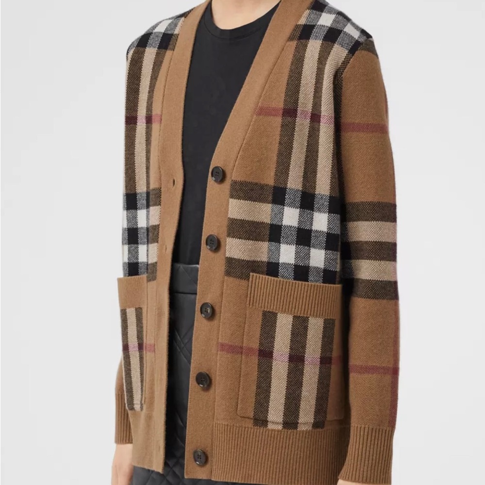 Burberry Check Wool and Cashmere Jacquard Cardigan S